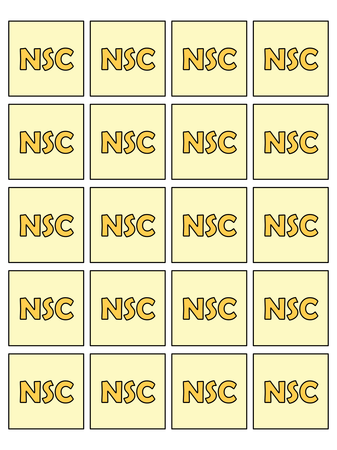 Square label sheet example